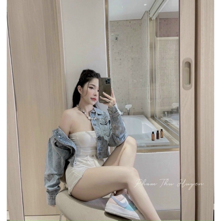 Áo Khoác Jean In Nổi GG Hàng Shop Siêu Đẹp