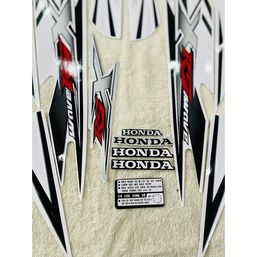 Bộ tem decal dán xe máy Honda Rsx 2010 màu trắng zin thái siêu đẹp