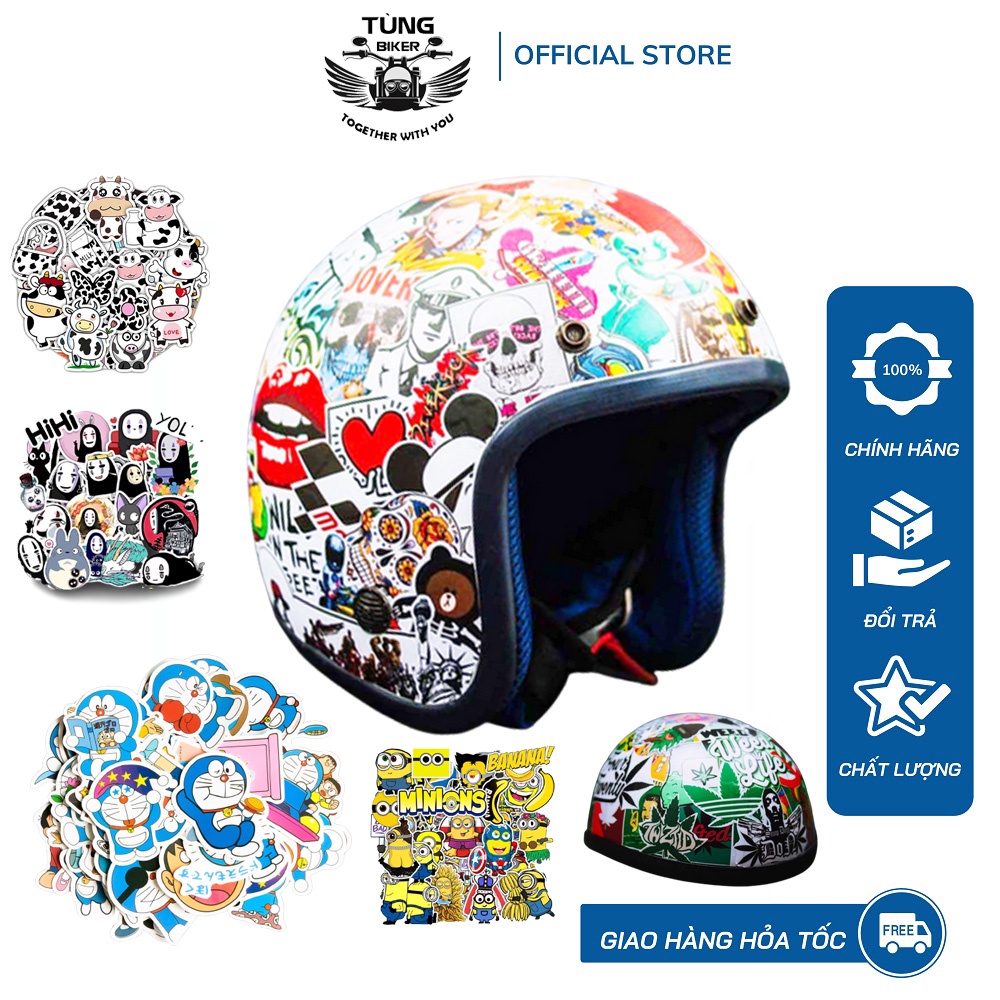 Sticker Dán Mũ Bảo Hiểm, Xe Máy, Vali, Lap top... Cực Đẹp Chống Nước