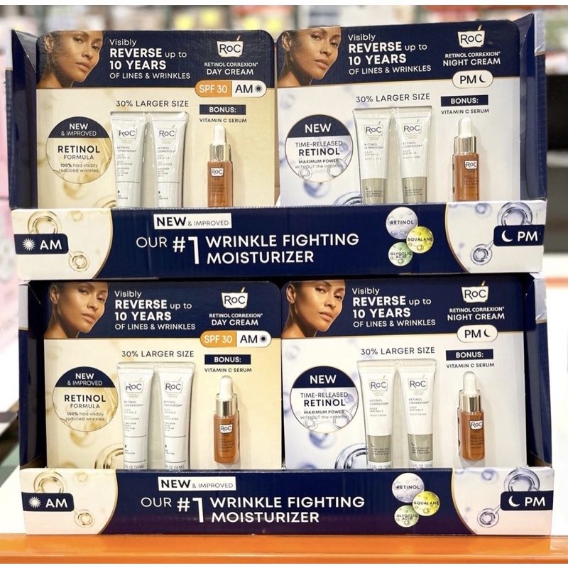 Set kem dưỡng ban đêm - ban ngày RoC Retinol + serum Vitamin C RoC