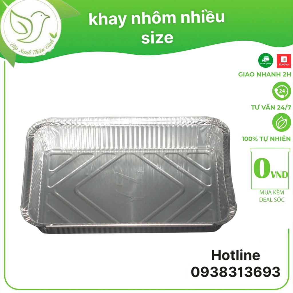 50 khay nhôm, khay bạc nướng kèm nắp nhiều size dùng đựng thực phẩm, hải sản, thịt ốc tiện lợi - Bếp xanh thiên bình