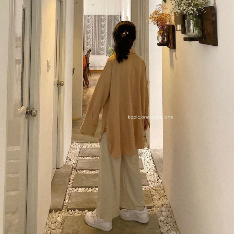 ÁO SƠ MI BE OVERSIZE ĐUÔI TÔM BAZIC ONE