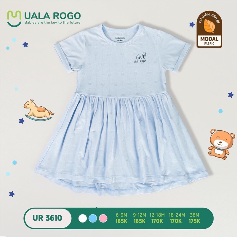 UR3610.3 - Váy đầm vải sợi sồi Uala Rogo màu trắng size 18-24