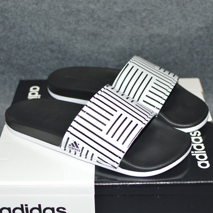 Adidas Cloudfoam Plus Campus Sample 2020 màu đen đế trắng quai đen sọc trắng | BigBuy360 - bigbuy360.vn