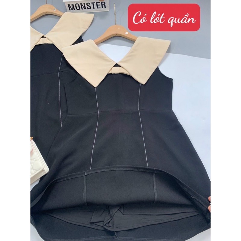 V693 Váy công sở cổ dáng chữ A thiết kế cổ V bản to đính nơ ngực, phối gân dọc sườn | BigBuy360 - bigbuy360.vn