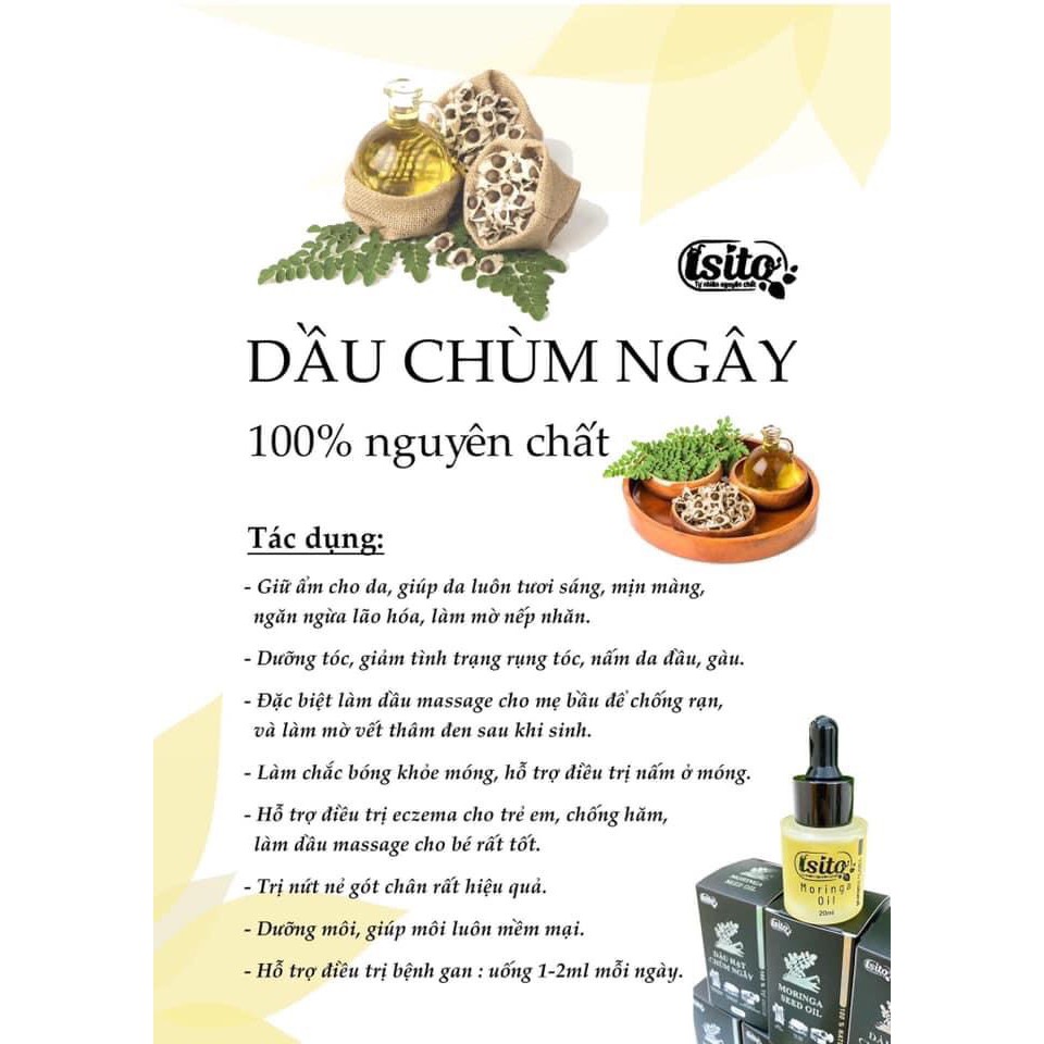 Dầu hạt chùm ngây mix tinh dầu hoa hồng Pháp Isito