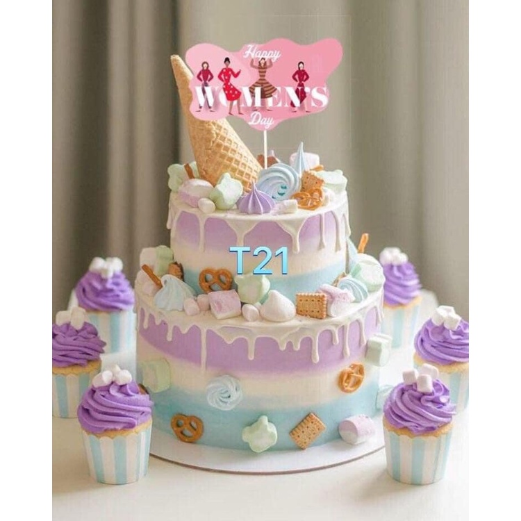 Trang trí bánh 1 sét 10 thẻ giấy phụ kiện bánh sinh nhật