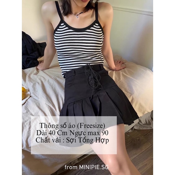 Áo Croptop Nữ Hai Dây Kẻ Sọc Chất Thun Gân Ôm Body Thời Trang Mùa Hè Minipie