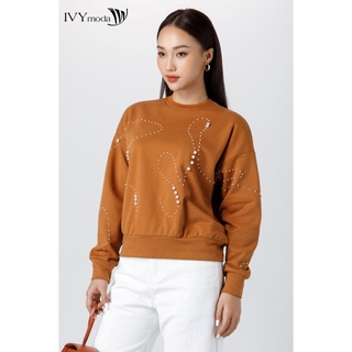 Áo thun sweater nữ phối ngọc IVY moda MS 58B8795