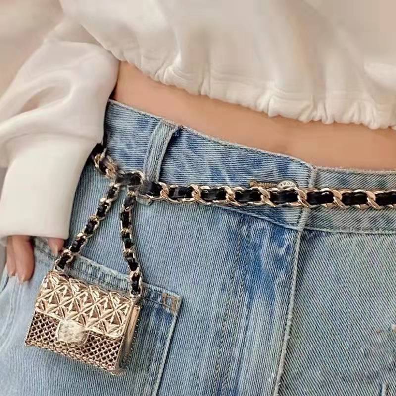 Thắt lưng dây xích mini nhỏ bằng kim loại dùng trang trí đầm