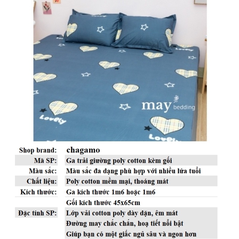 Ga trải giường m6 m8 2m poly cotton kèm vỏ gối