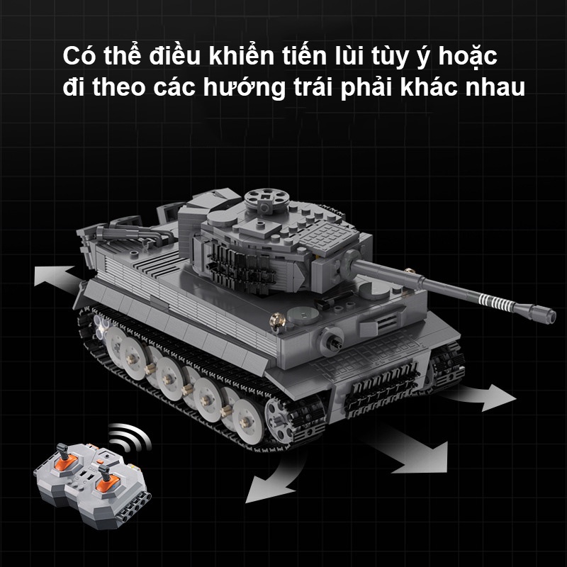 Đồ Chơi Lắp Ráp Kiểu LEGO TECHNIC Xe Tăng TIGER TANK Điều Khiển RC No.C61071 Với 925 Mảnh Ghép,Tặng Kèm Động Cơ Pin Sạc