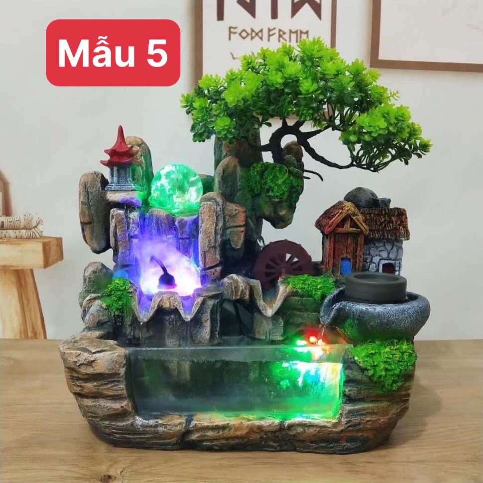 Thác nước phong thủy tiều cảnh Hòn Non bộ, bể cá mini