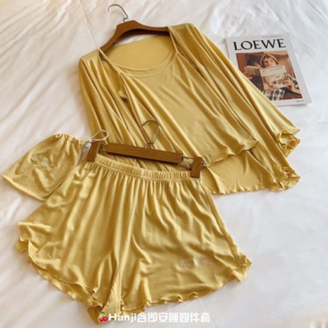 Set đồ mùa hè 4 món 100% cotton mềm co dãn