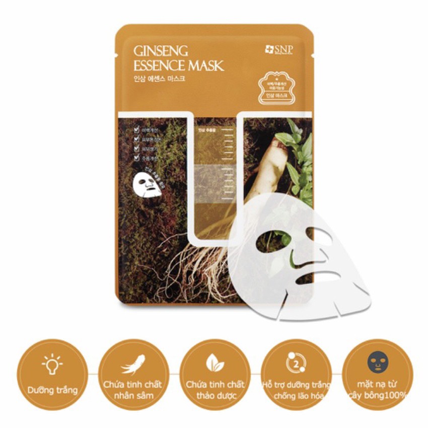 Mặt Nạ Dưỡng Da Tinh Chất Nhân Sâm SNP Ginseng Essence Mask Cấp Ẩm Vượt Trội Dưỡng Trắng Ngăn Ngừa Lão Hoá - 3 Loại