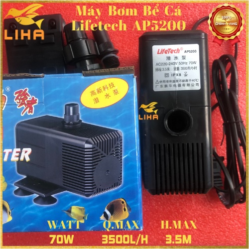 Máy Bơm Bể Cá Lifetech AP5200 (70W-3500L/H-3.5M) - Máy Bơm Nước Hồ Cá