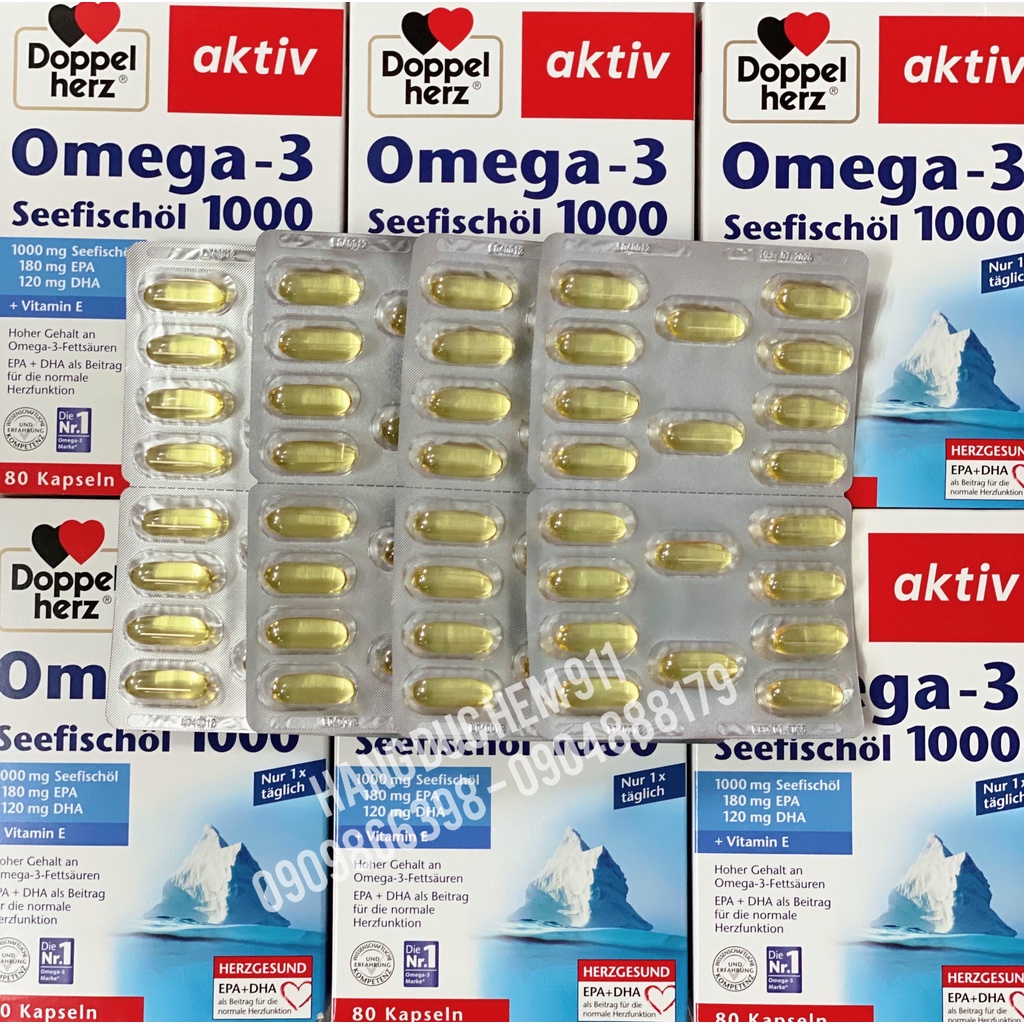 Viên Omega 3 dầu cá bổ não sáng mắt nội địa Đức 80 viên