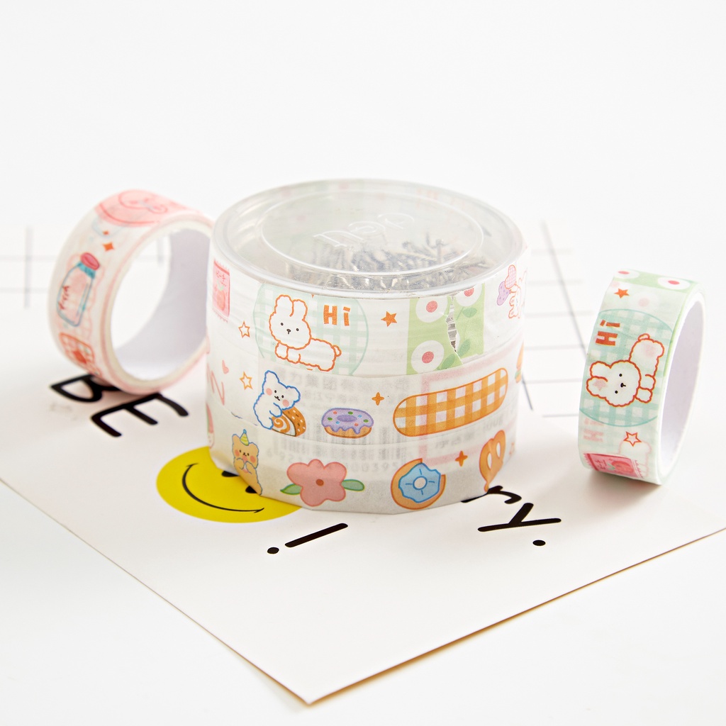 1 Cuộn Băng Keo Washi In Họa Tiết Thú Hoạt Hình Dễ Thương Trang Trí Nhật Ký
