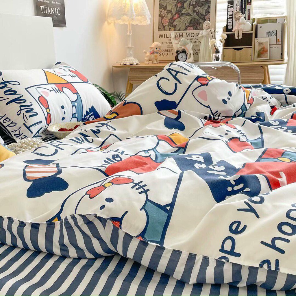Bộ chăn ga gối Poly Cotton Hello Kitty (Tặng vỏ gối ôm) - Miễn phí bo chun mọi kích thước