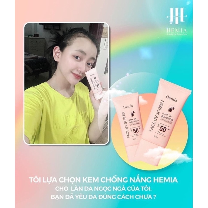 [Chính hãng] Kem chống nắng HEMIA dưỡng trắng nâng tone SPF50+ 100% tự nhiên, nhập khẩu chính hãng Hàn Quốc