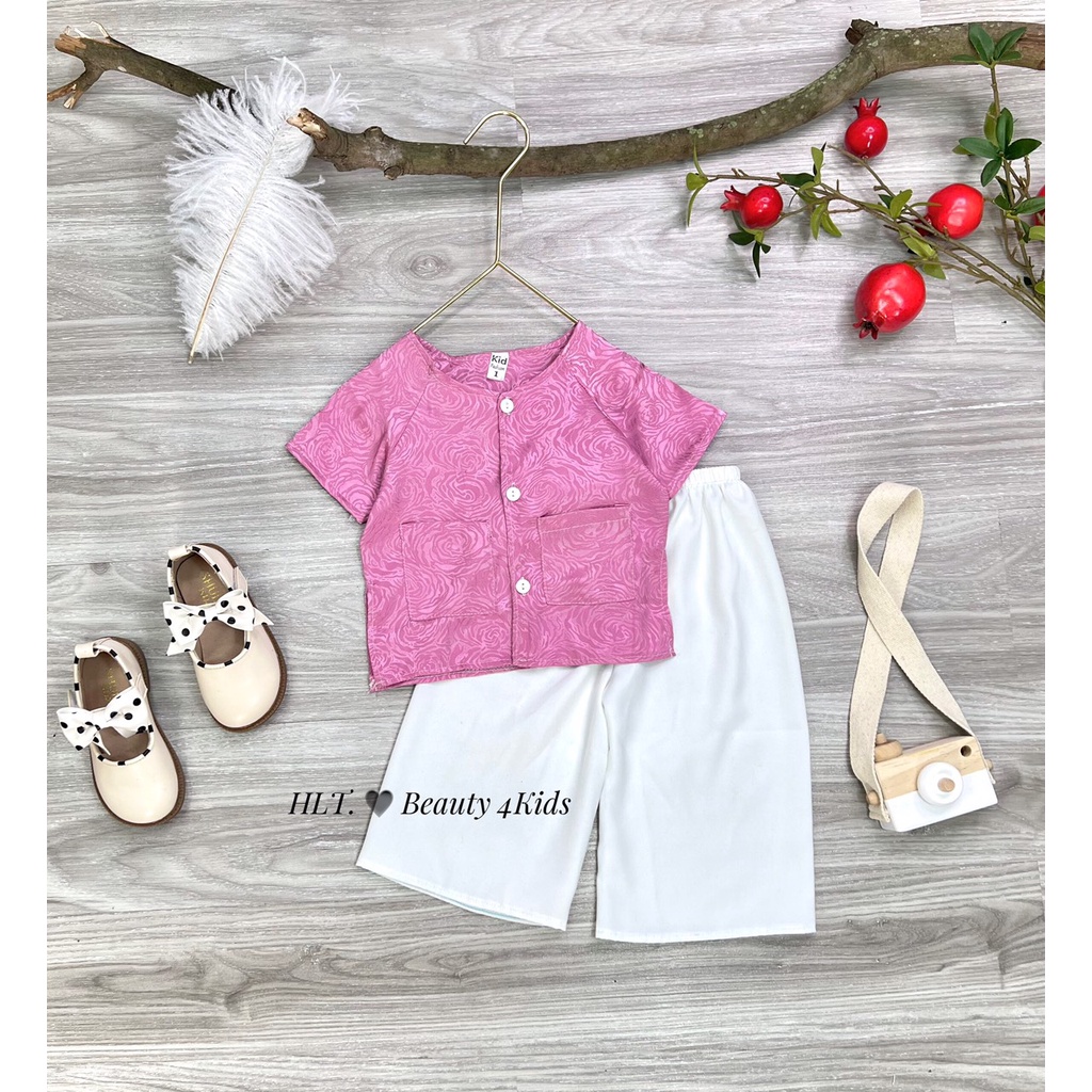 Quần áo bé gái - Bộ bà ba gấm Thượng Hải cao cấp cho bé từ 10-20kg