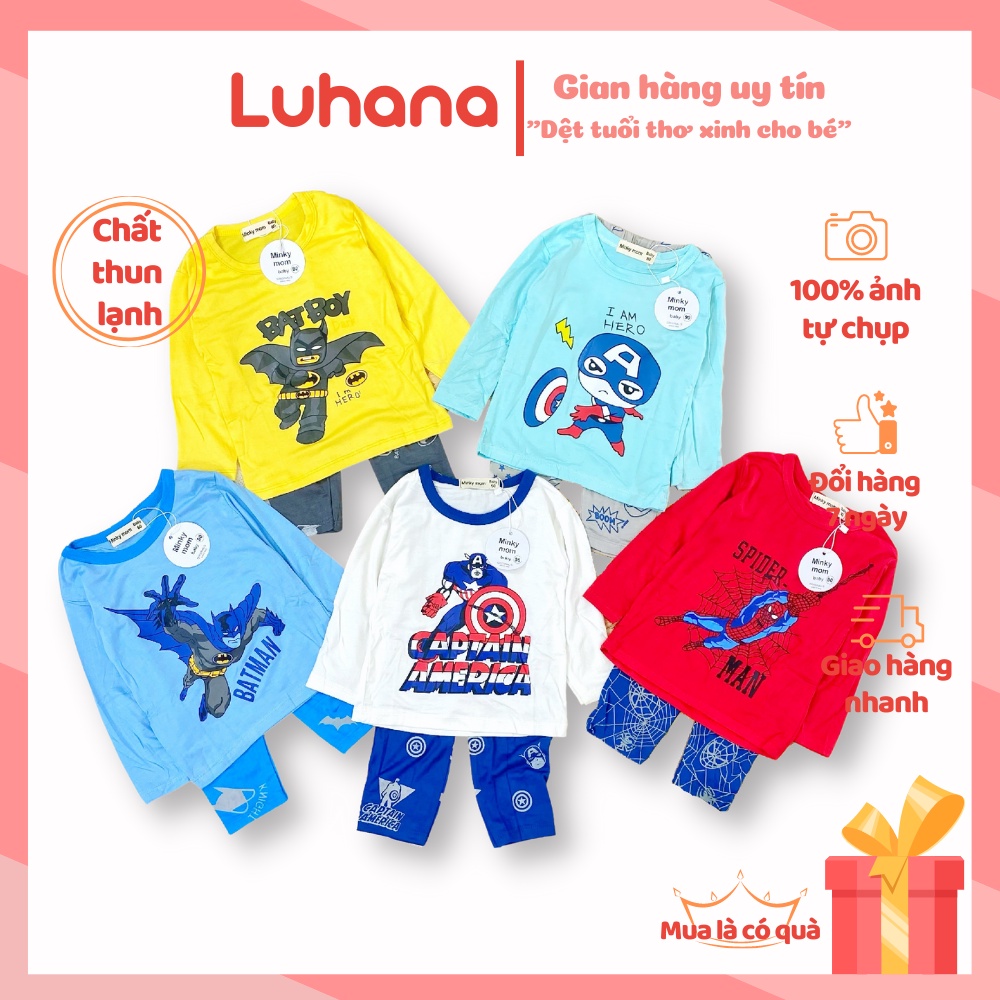 Bộ quần áo bé trai thun lạnh Minky Mon, đồ bộ bé trai in hình dễ thương - Luhana Shop