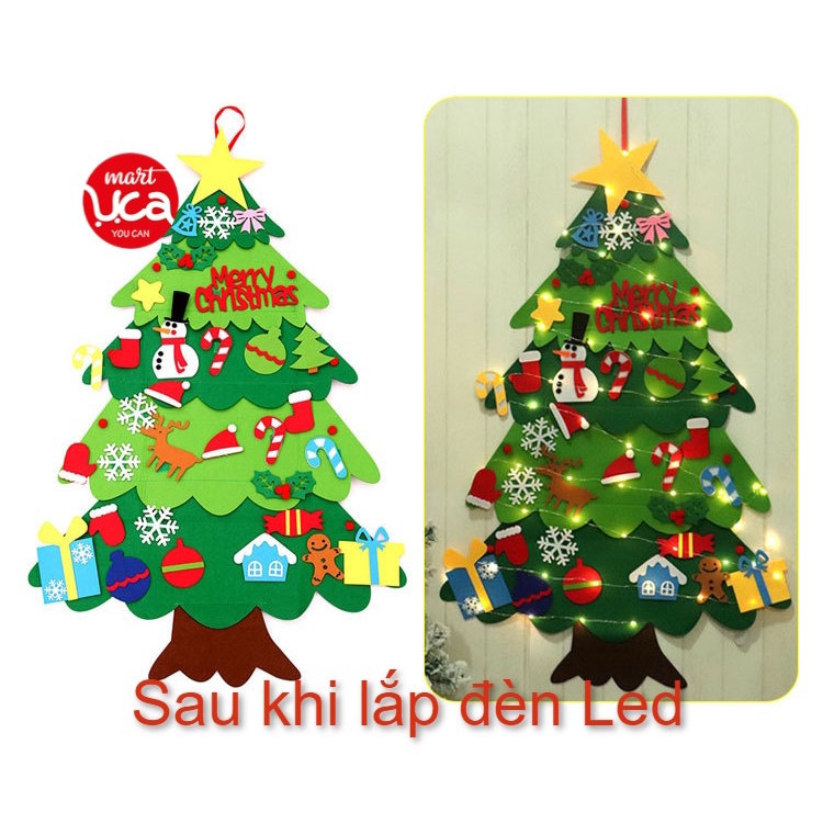 Cây Thông Noel Vải Nỉ Canvas Đèn LEd 5M 32 Chi Tiết Loại 2 Tầng Màu Dày Nhất Đồ trang trí Ngày lễ Giáng sinh UCA Mart