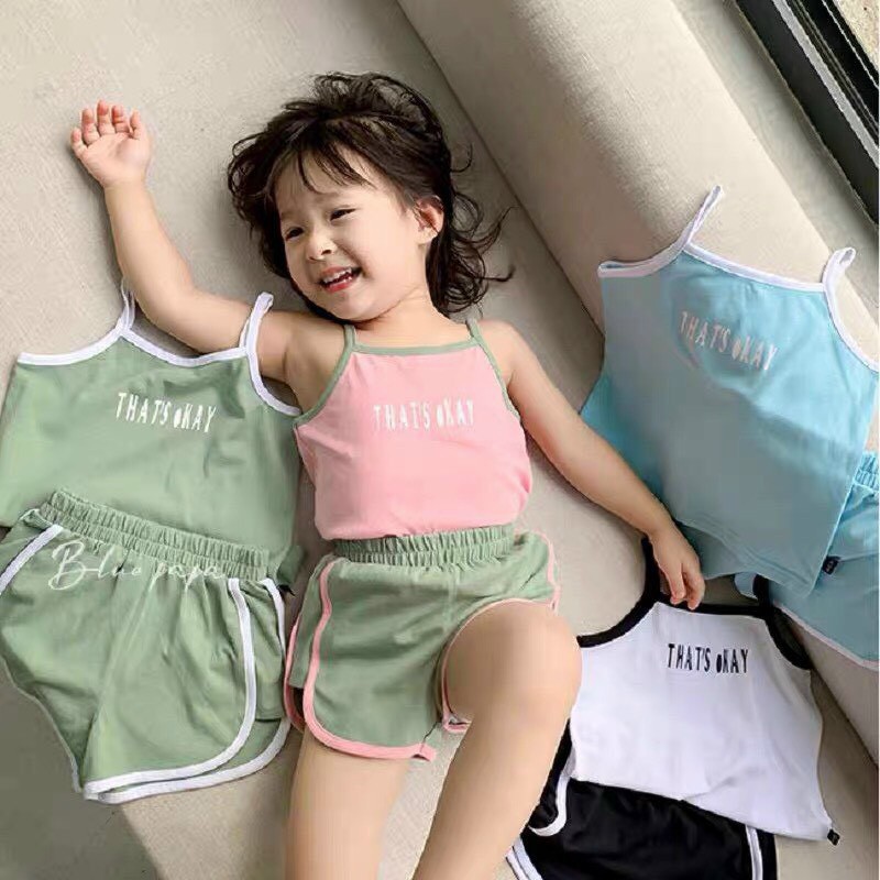 [8-18kg] Bộ 2 dây cotton mềm mát mặc mùa hè cho bé gái