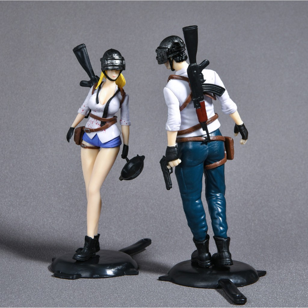 (Sẵn VN) Bộ 2 mô hình nhân vật nam nữ - PUBG Chicken Boy and Girl  - Chiều cao 17-18 cm