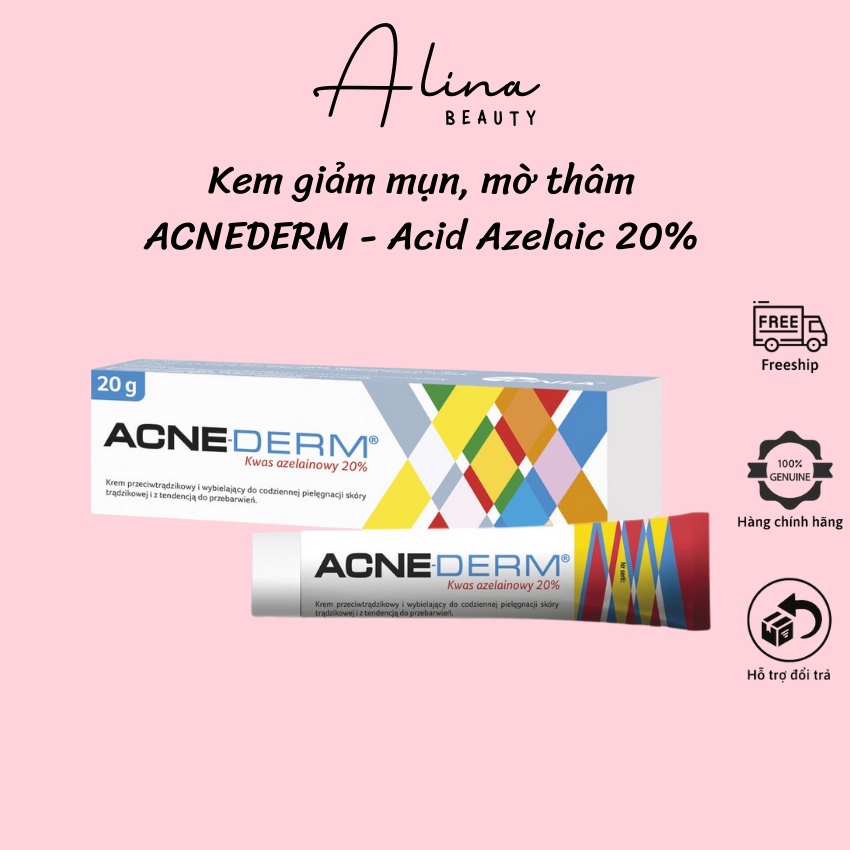 Kem Acne Derm giúp giảm mụn, mờ thâm, sáng da - Acid Azelaic 20% 20g