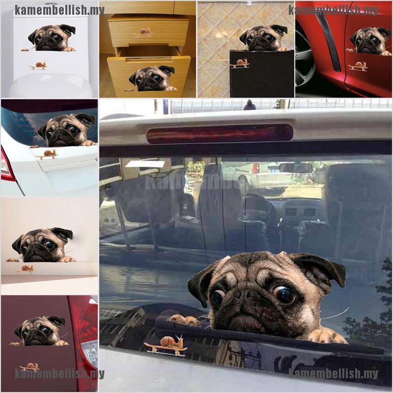 Decal Dán Hình Chó Pug 3d Vui Nhộn