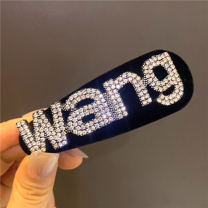 Kẹp Tóc Hình Chữ King Đính Đá Màu Đen Thời Trang Mùa Hè 2022