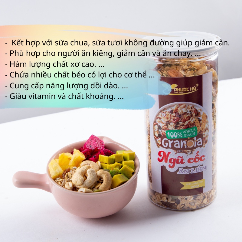 Granola siêu hạt ăn kiêng ngũ cốc giảm cân dinh dưỡng eat clean không đường sấy mật ong thơm giòn