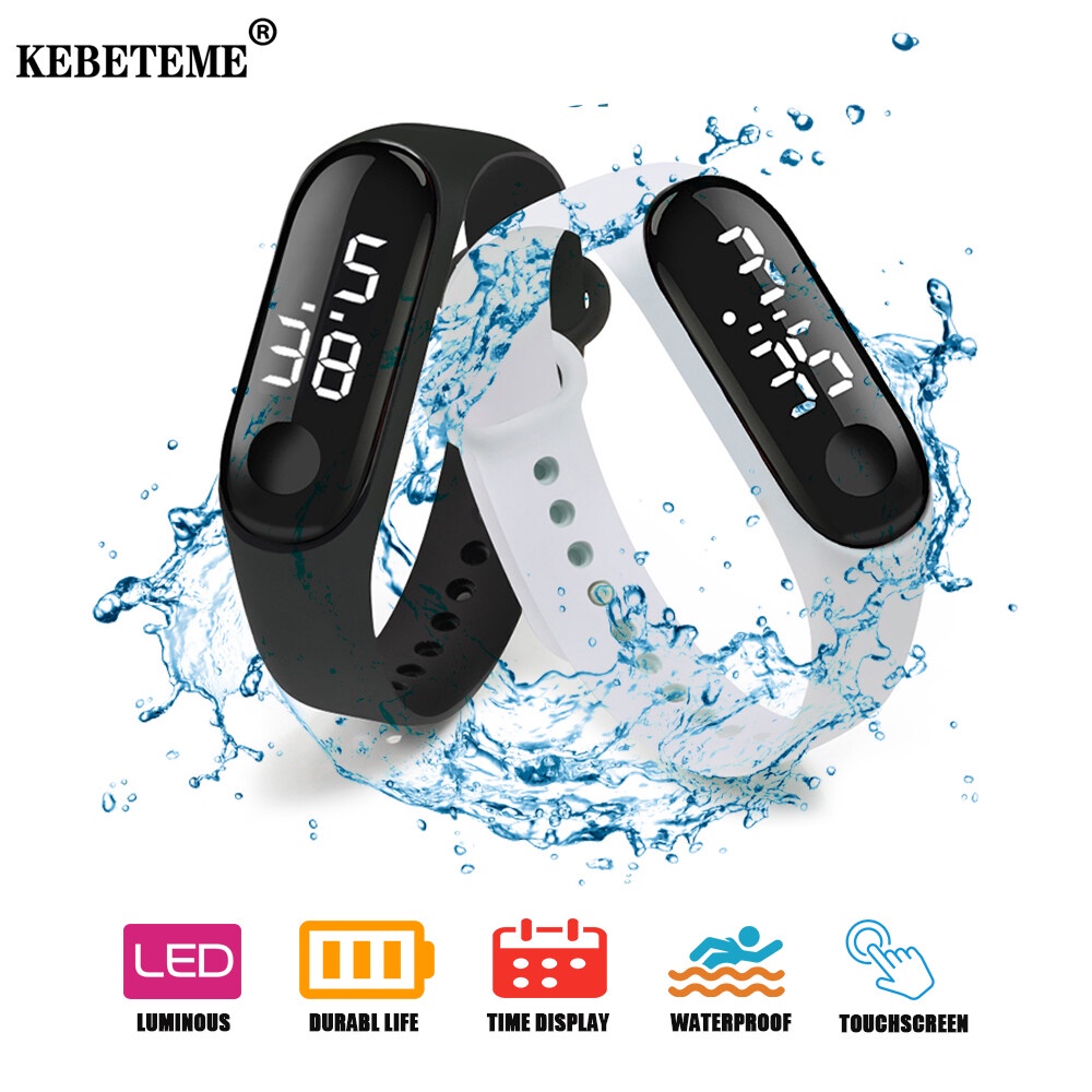 Đồng Hồ LED Điện Tử Dây Silicone Chống Nước M3 Cho Trẻ Em