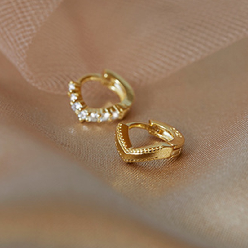 1 Cặp Bông Tai Mạ Vàng 14k Mini Đính Đá Zircon Thời Trang