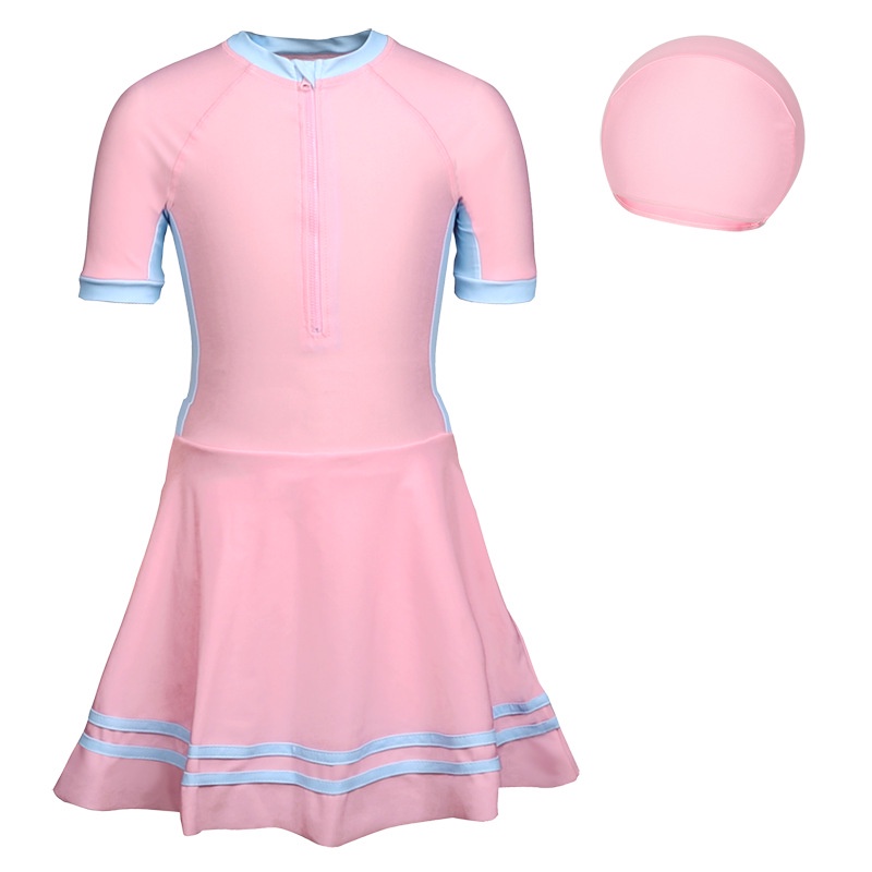 Bộ Đồ Bơi Một Mảnh Cỡ Lớn Kèm Mũ Bơi Thời Trang Dành Cho Bé Gái 17-50KG 5-14 Tuổi