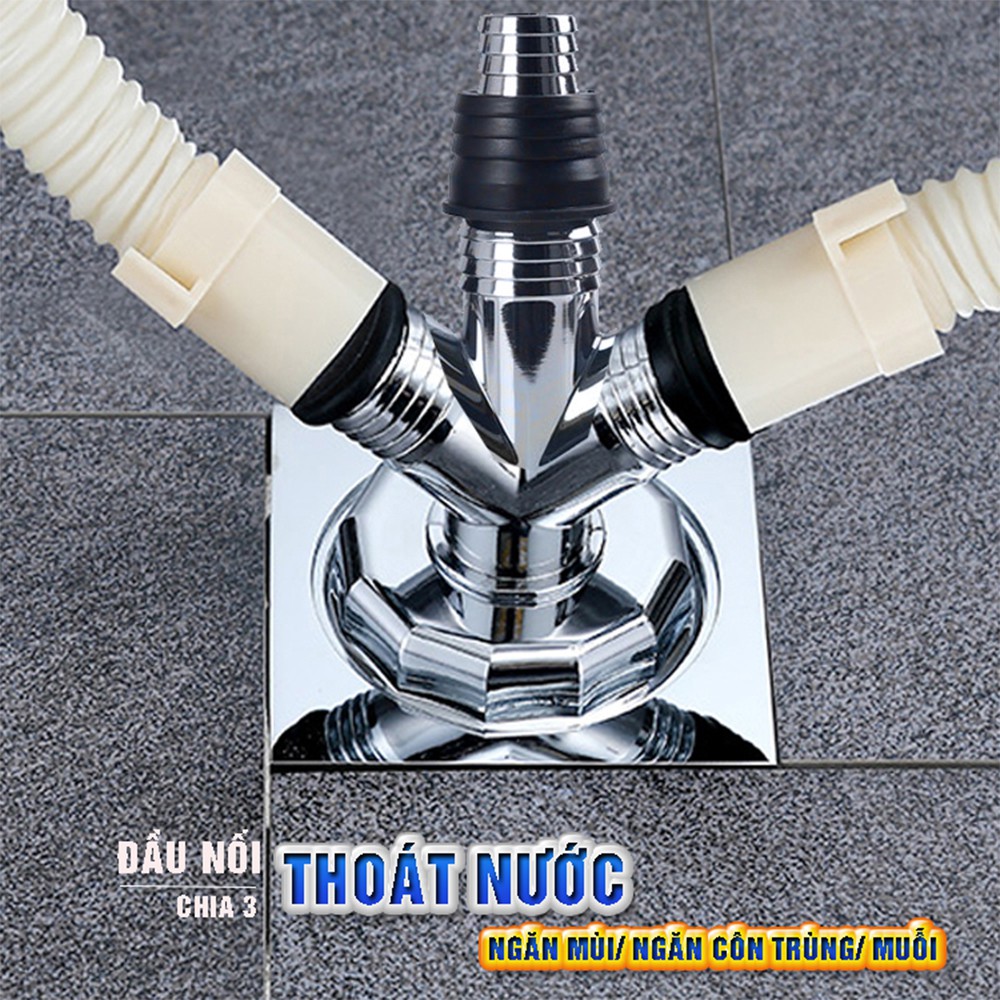 Bộ thoát nước máy giặt, thoát nước thải ngăn mùi hôi, lắp thoát sàn, chia 3 kín Minh House