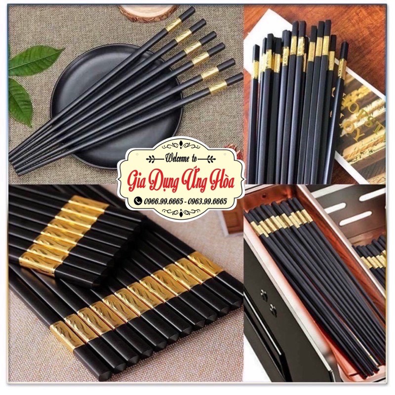 Đũa Khảm Vàng Phong Cách Nhật Bản (Hộp 10 Đôi)
