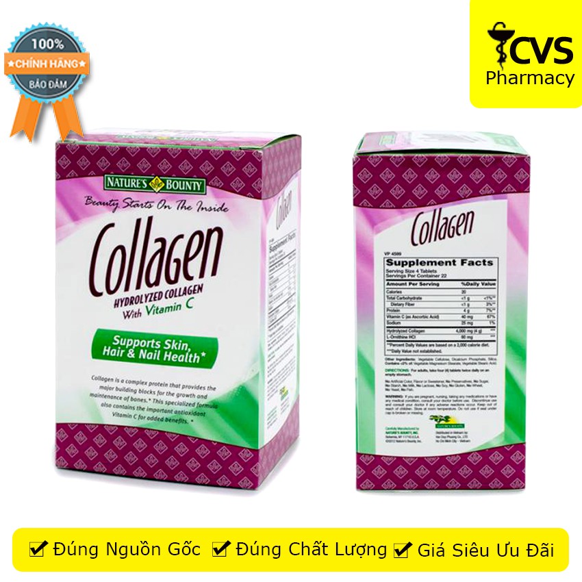 Collagen Thủy Phân Nature’s Bount (hộp 90 viên) - giúp chăm sóc cho da, tóc, móng