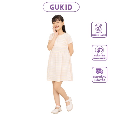 Đầm Bé Gái Sọc Hồng ngắn tay từ 18 - 40 kg - GUKID - GKD17