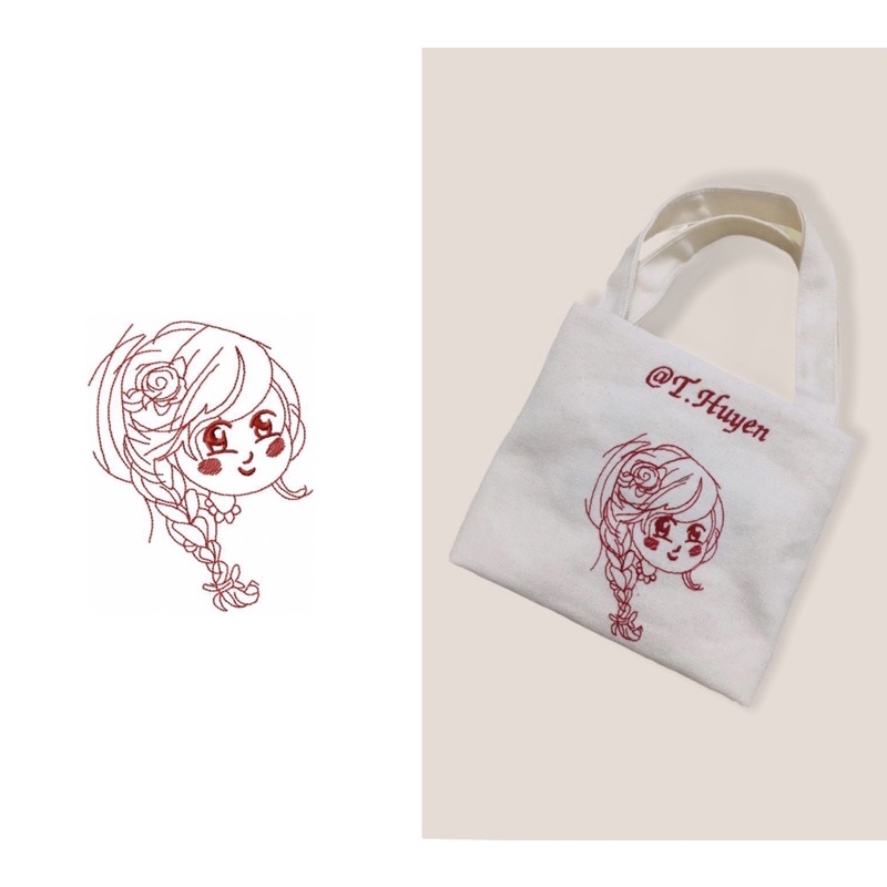 Túi thêu tên theo yêu cầu , túi cavas 💕