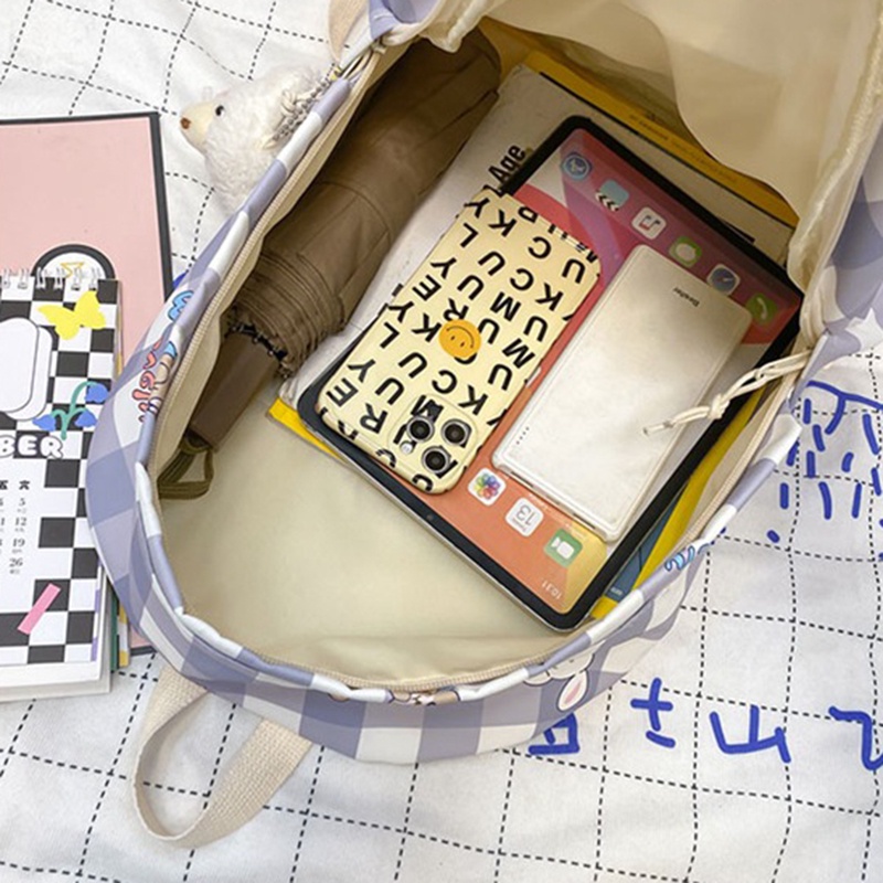 Balo IELGY size nhỏ kẻ sọc ca rô tươi tắn phong cách Hàn Quốc cho nữ