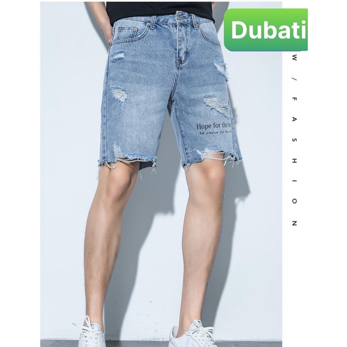 QUẦN SHORT SỌT JEAN NAM, QUẦN JEAN LỬNG CHẤT BÒ XANH CHỮ THÊU SÀNH ĐIỆU HOT TREND- DB 2009- DUBATI FASHION