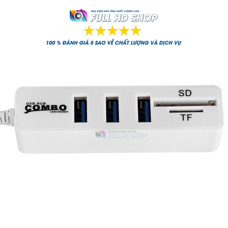 Bộ chia 3 cổng USB 2.0 - Hub chia cổng USB tích hợp đầu đọc thẻ tiện dụng - Full HD Shop | BigBuy360 - bigbuy360.vn