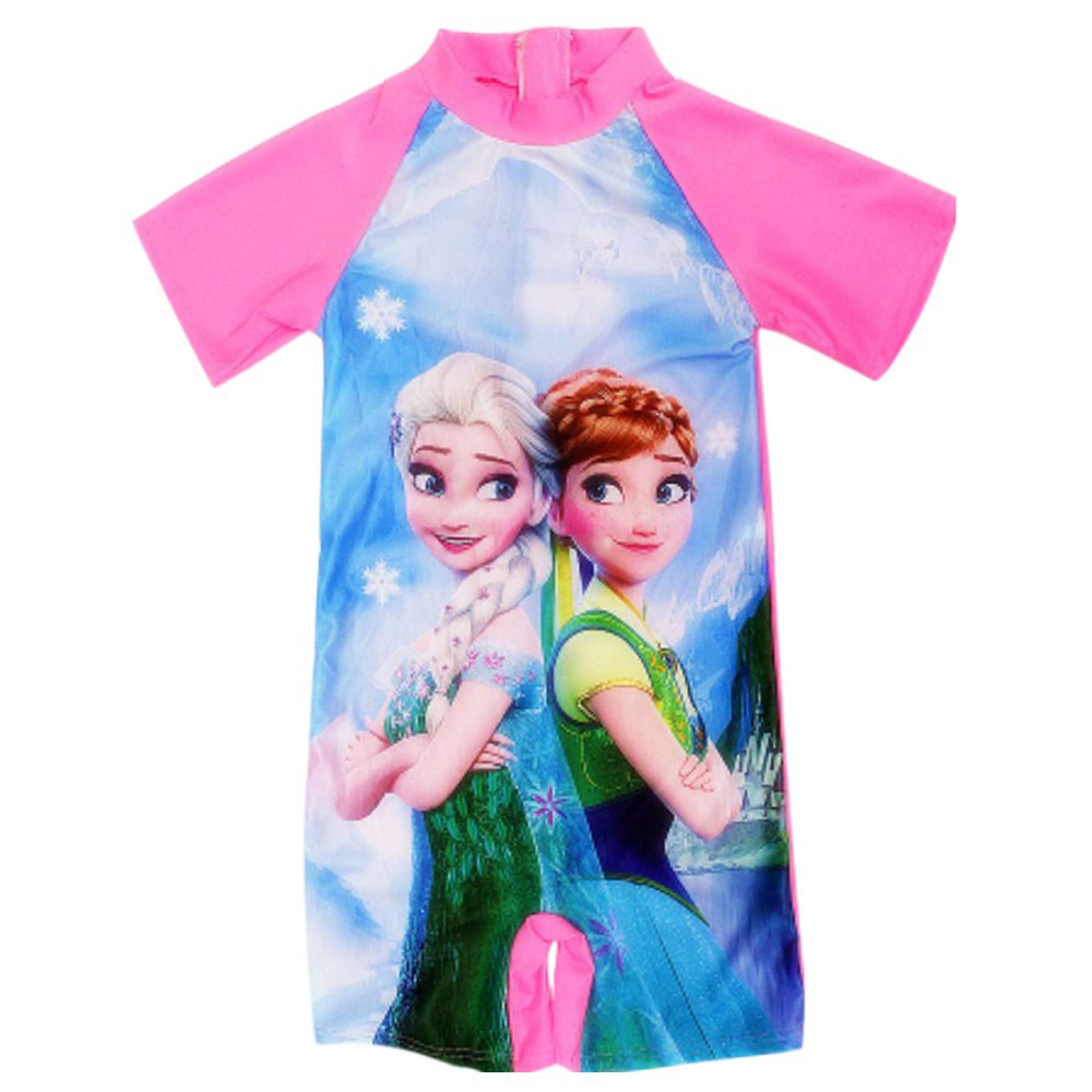 Unicorn Frozen Trẻ em Cô gái Một mảnh Áo tắm Áo tắm Ngắn tay Trẻ em Phim hoạt hình Đồ bơi