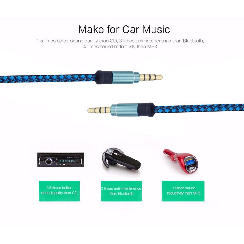 Jack Audio 2 đầu 3.5 bọc dù 1,2m siêu bền