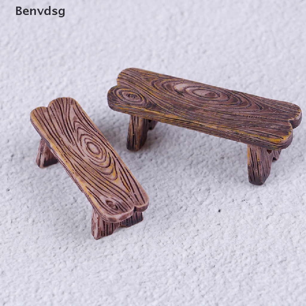 Bộ 2 Mô Hình Băng Ghế Gỗ Mini Trang Trí Bể Cá / Nhà Búp Bê DIY