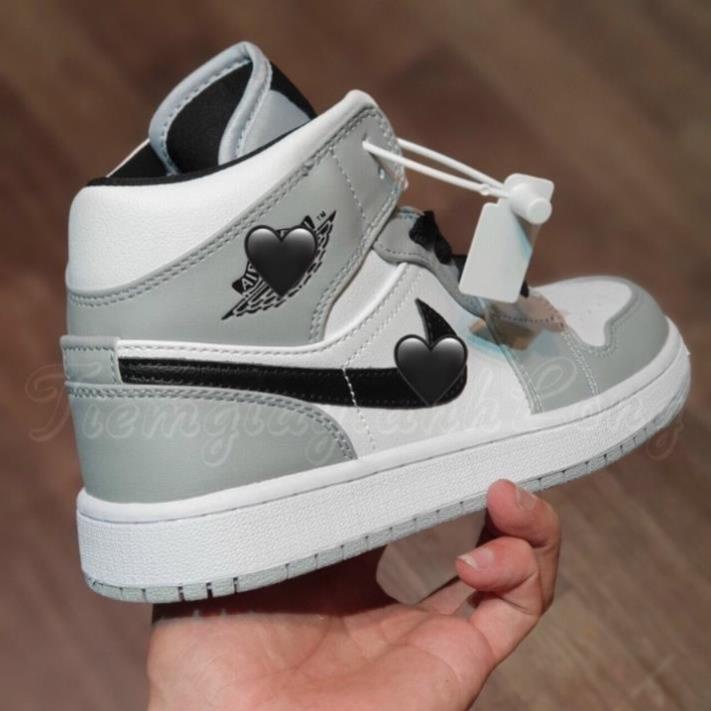 (bachhoa) [FREE SHIP] Giày thể thao JD1 Retro High Light Smoke Grey cao cổ xám logo đen, Giầy jordan xám cổ cao