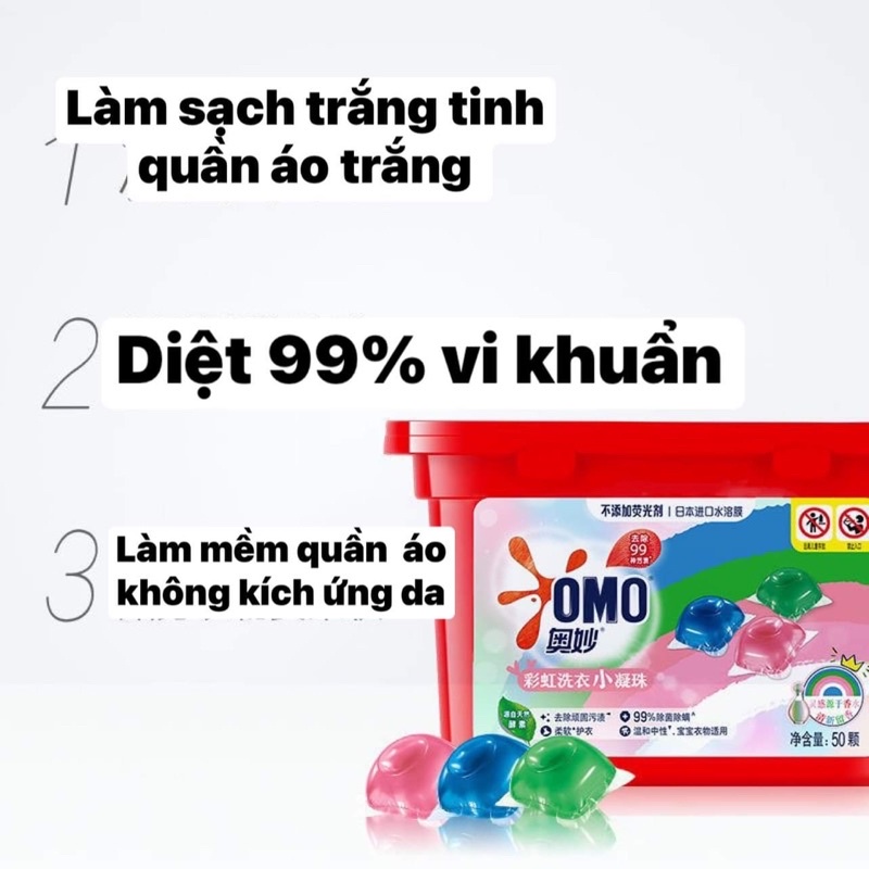 Viên giặt quần áo OMO 3in1  hương trà xanh