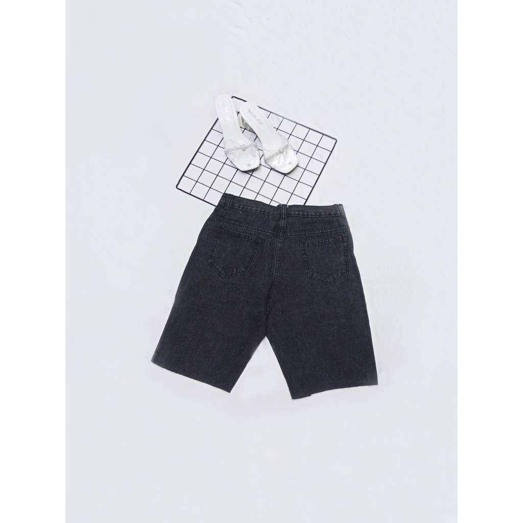 (hình thật) Quần jean lửng rách xước tông đen basic dễ phối đồ - TL06